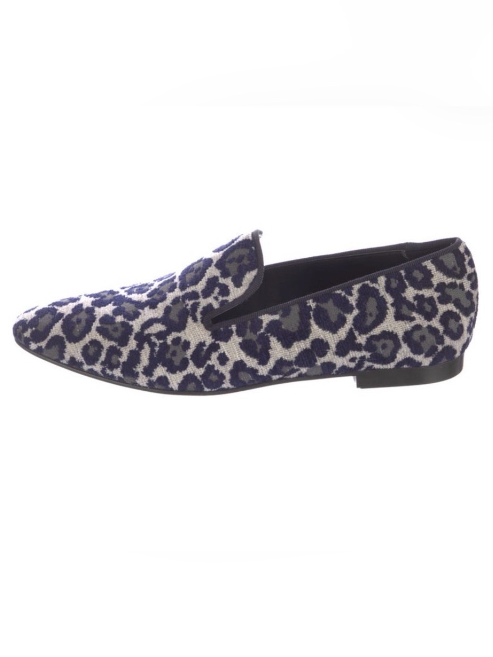Stella McCartney Blue and Gray Leopard Jacquard Loafers